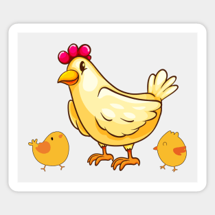 Cute Hen and Chicks Sticker